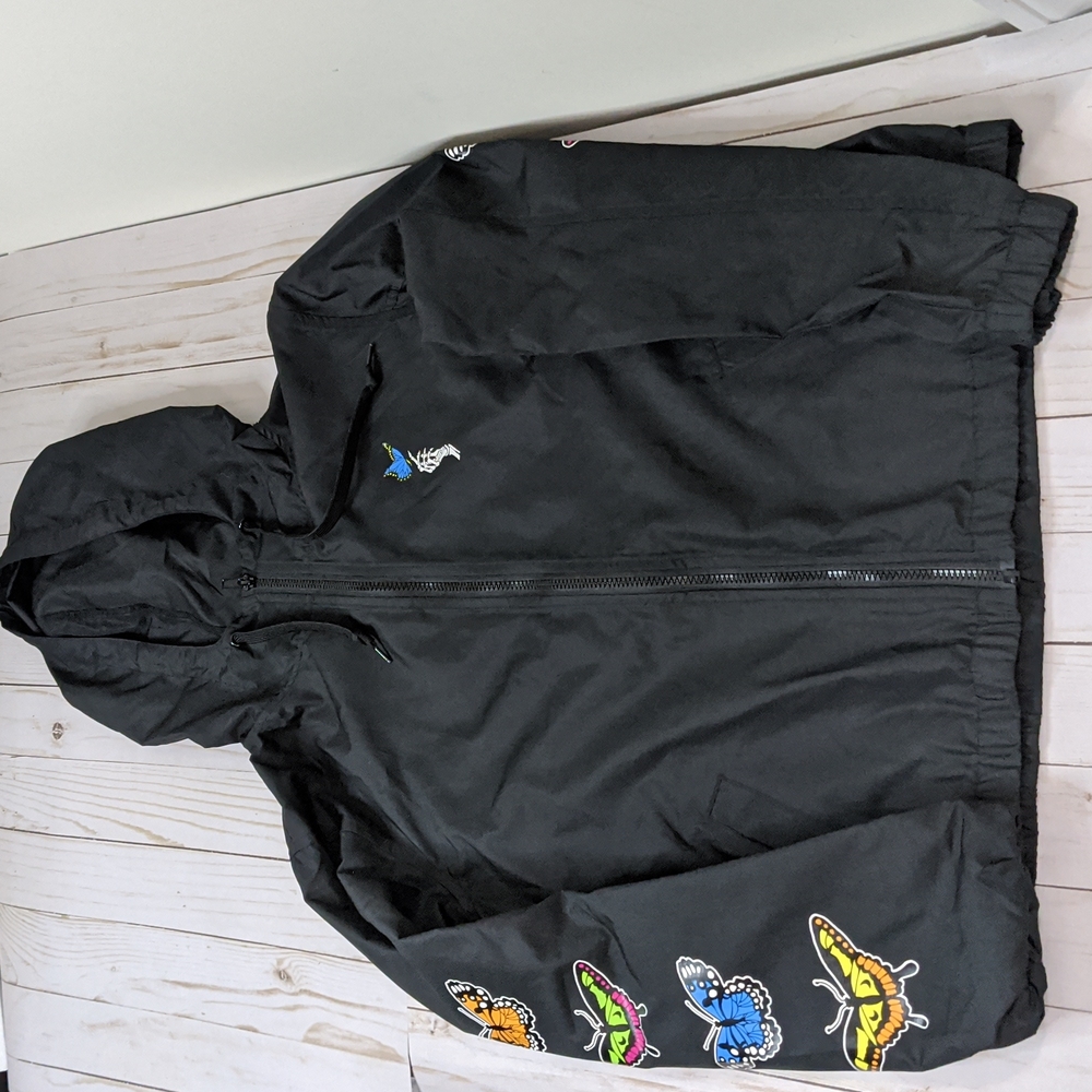 Empyre Black Windbreaker Jacket Butterfly/Skeleton Medium